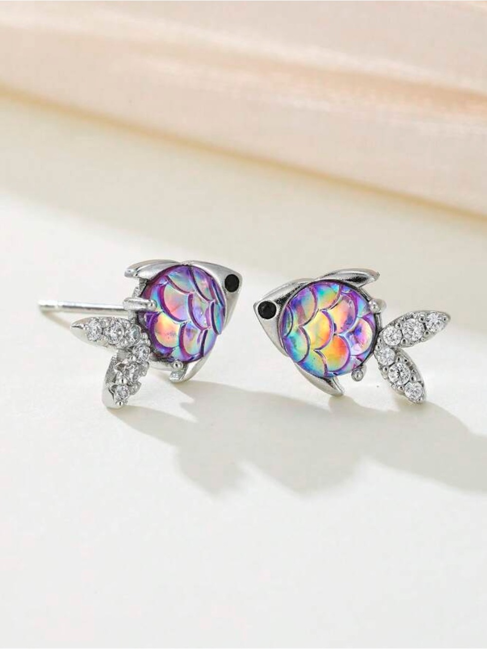 Holographic Mermaid Fish Stud Earrings